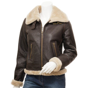 Home women's genuine sheepskin fur leather winter jacket